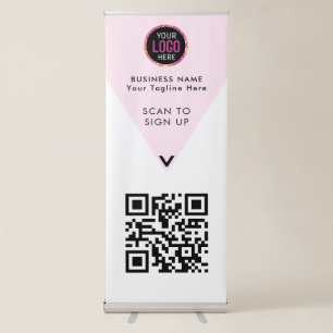 QR Code   Business Logo Scan Me Blush Pink Retractable Banner