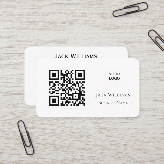 QR Code Business Logo Simple Professional Modern  Business Card (Front/Back In Situ)