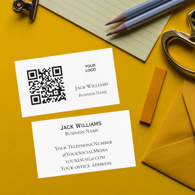 QR Code Business Logo Simple Professional Modern  Business Card (Creator Uploaded)