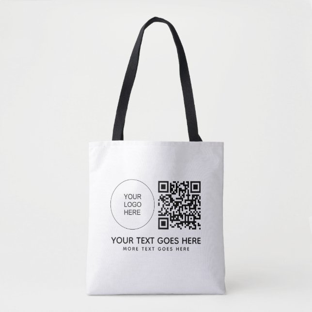 QR Code Business Logo Single Side Print Shoulder Tote Bag (Front)