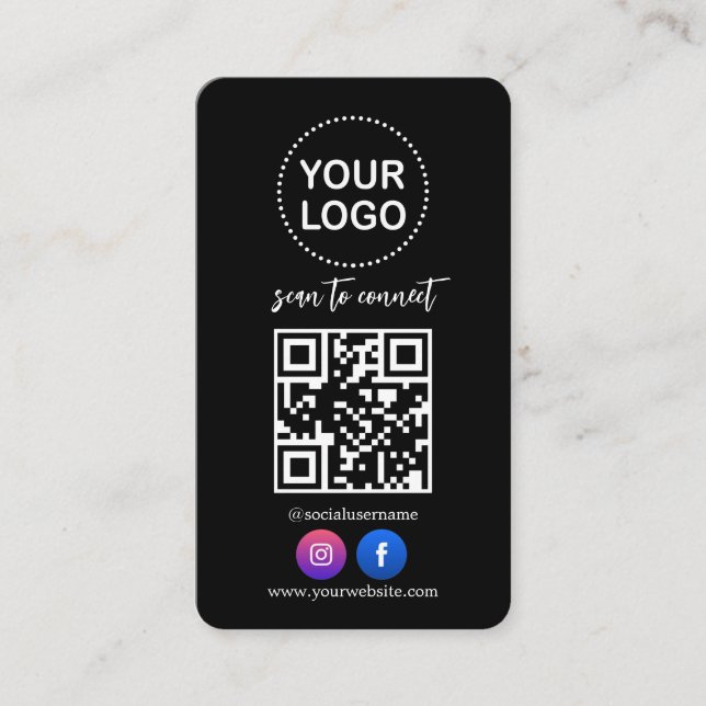 QR Code Business Logo Social Media Professional   Card (Front)