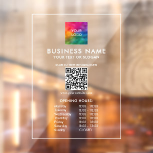 QR Code Business Logo Template Opening Hours Window Cling