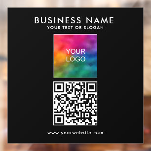 QR Code Business Logo Text Square Elegant Modern Window Cling