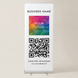 QR Code Business Logo Vertical Modern Template Retractable Banner