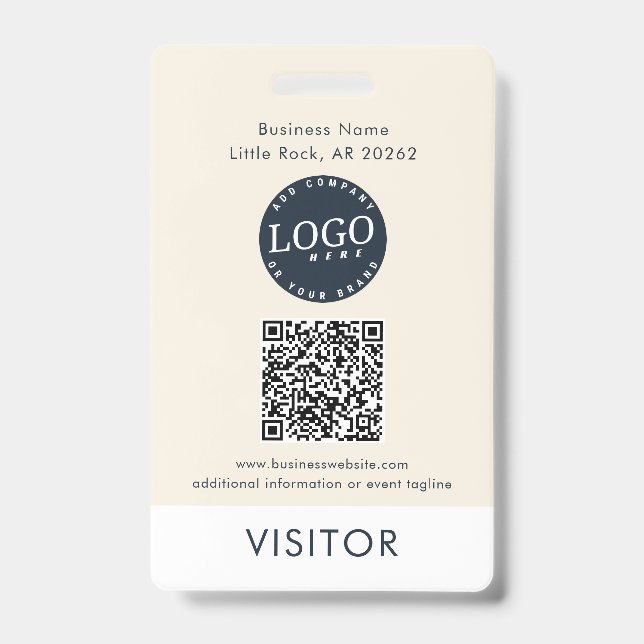 QR Code Business Logo Visitor ID Modern Badge (Front)
