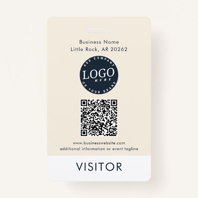 QR Code Business Logo Visitor ID Modern ID Badge (Front)