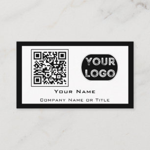 QR Code Business Logo White Black Minimalist Business Card