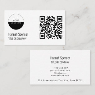 QR Code Business Logo White Modern Professional Business Card