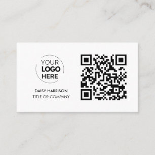 QR Code Business Logo   White Modern Professional Business Card