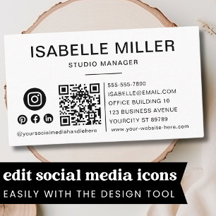 QR Code Business Logo White Modern Professional Business Card