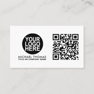 QR Code Business Logo   White Modern Professional Business Card