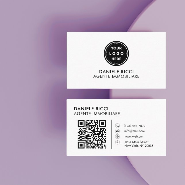 QR Code Business Logo | White Modern Professional Card (Creator Uploaded)