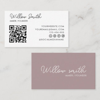 QR Code Business Logo | White Modern Professional Card