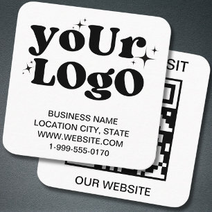 QR Code Business Logo White Modern Square Business Card