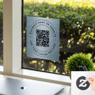 QR Code   Business Minimal Scannable Round Window Cling
