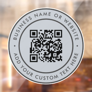 QR Code   Business Minimal Scannable Round Window Cling