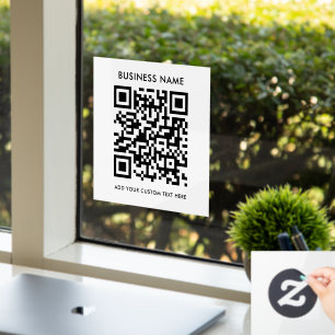 QR Code Business Minimal White Scannable Round W Window Cling