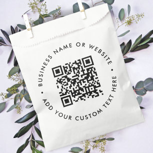 QR Code   Business Minimalist Clean Simple White Favour Bags