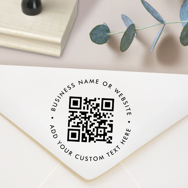 QR Code | Business Modern Minimalist Simple Round Rubber Stamp (Creator Uploaded)