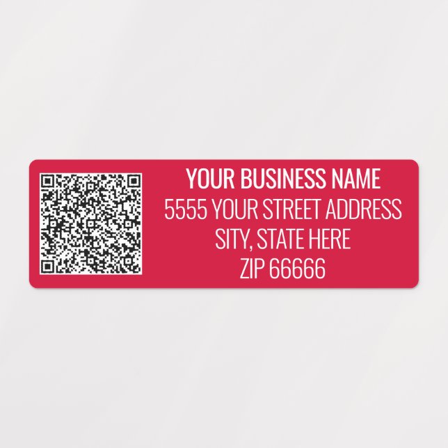 QR Code Business Name Address Labels - Your Colour (Design 1)