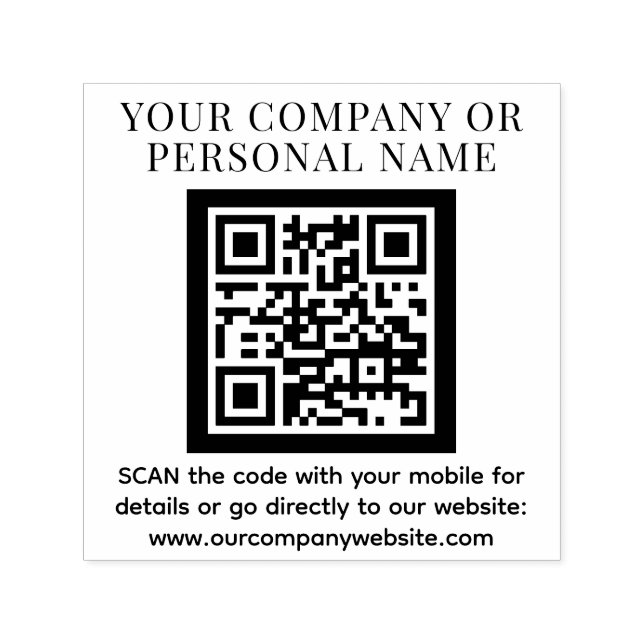 QR CODE business name custom text modern Self-inking Stamp (Design)