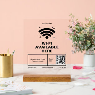 Qr Code Business Name Minimal wifi Details Acrylic Sign