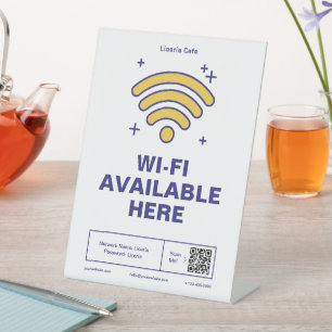 Qr Code Business Name Minimal wifi Details Pedestal Sign
