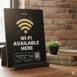 Qr Code Business Name Minimal wifi Details  Plaque
