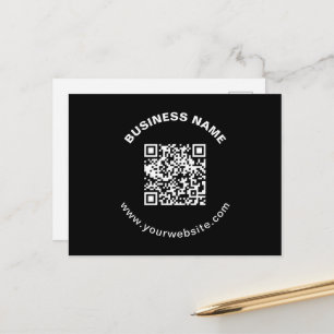 QR Code & Business Name w/Bold Circular Text Postcard