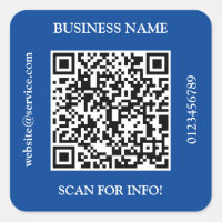 QR Code Business Name Website Promo Deep Blue