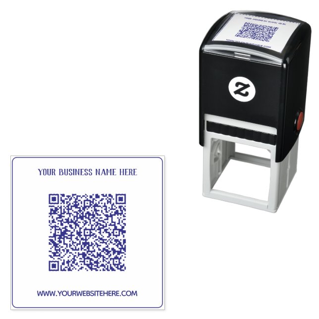 QR Code Business Name Website Self-inking Stamp (In Situ)