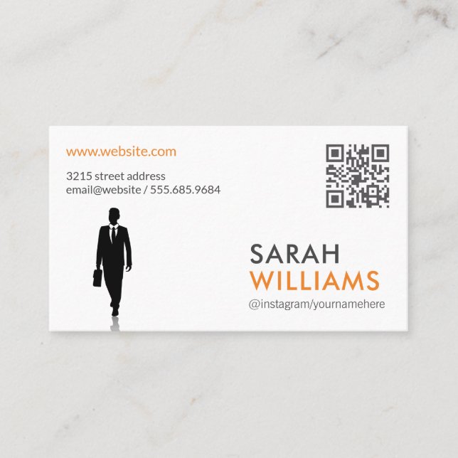 QR Code | Business Person Business Card (Front)
