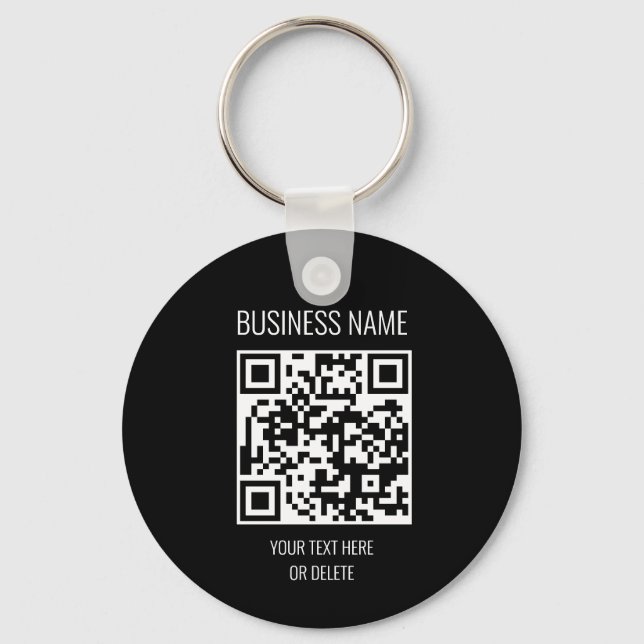 QR Code Business Professional Black White Circle Key Ring (Front)