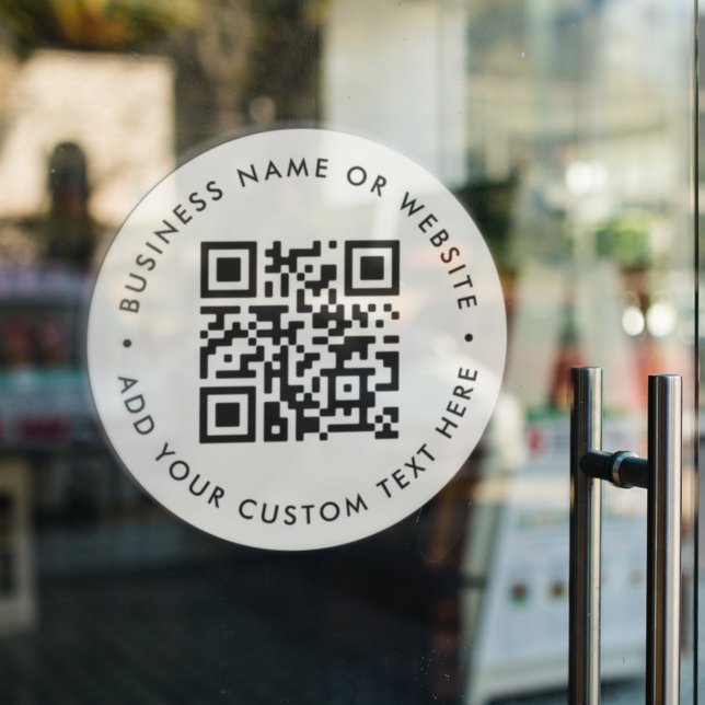 QR Code | Business Professional Grey Round Window  Cling (Interactive editable QR code window cling signs to promote your business, products or services.)