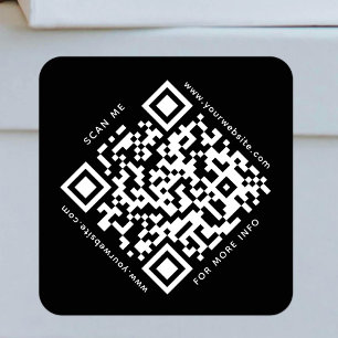 QR Code Business Scannable Company Modern Black Square Sticker