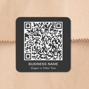 QR Code Business Square Black Stickers Roll