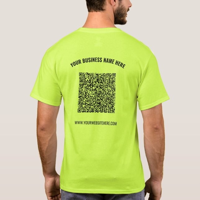 QR Code Business T-Shirt Template with Custom Text (Back)