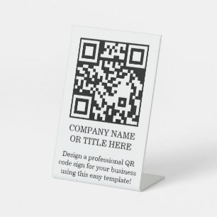 QR Code Business Tabletop Pedestal DIY Sign
