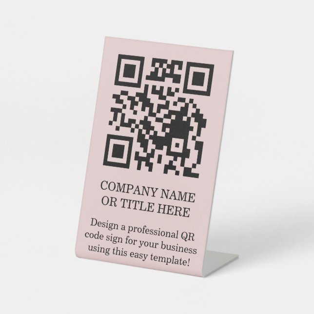 QR Code Business Tabletop Pedestal DIY Sign (Front)