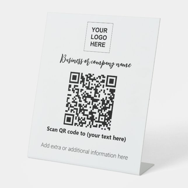 QR code business tabletop template Pedestal Sign (Front)