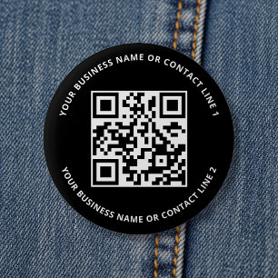QR Code Business Template Black 6 Cm Round Badge