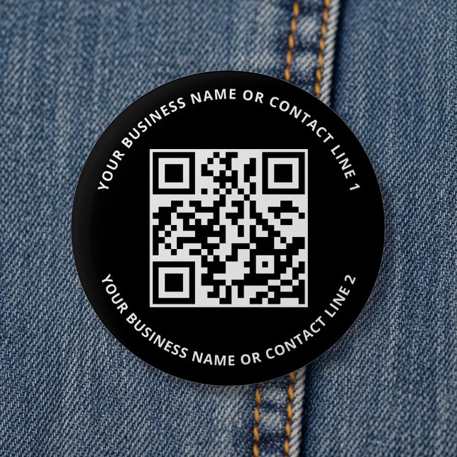 QR Code Business Template Black 6 Cm Round Badge (Creator Uploaded)