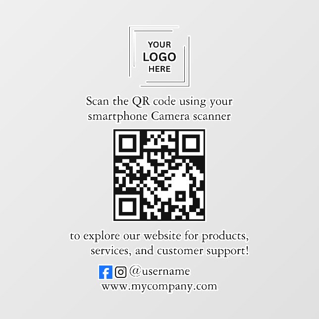 QR Code Business Window Cling Vinyl Decal Sign (Sheet)