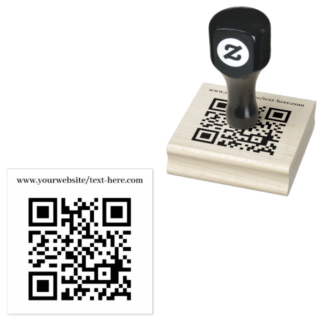 QR Code Business Your Text Modern Minimalist Rubber Stamp (Stamped)