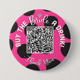 QR Code Buy The Bride A Drink Bachelorette Cowgirl 7.5 Cm Round Badge