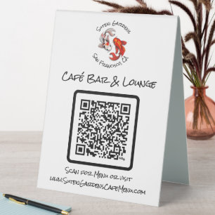 QR Code Cafe Menu Yin Yang Koi Fish Business Logo