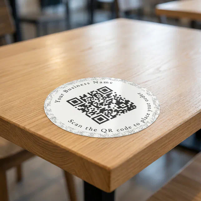 Restaurant Sticker Menu Qr Code QR Code cafe table menu Classic Round Sticker | Zazzle