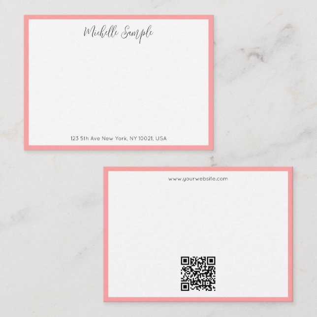 QR Code Calligraphy Script Name Modern Template (Front/Back)
