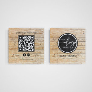 QR Code Carpenter Custom Logo Connect with Us Square Business Card