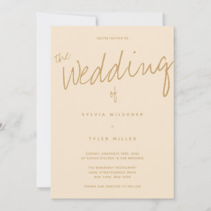 QR Code Casual Champagne Typography Wedding Invitation